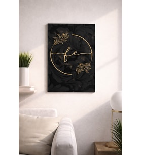 FE YAZILI SADE ZARİF ALTIN DETAYLI  MDF TABLO (27X18)