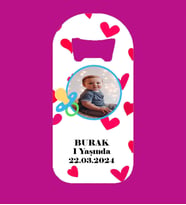 Kişiye Özel Erkek Bebek Emzikli Resimli Kalp Desenli Magnet Açacak