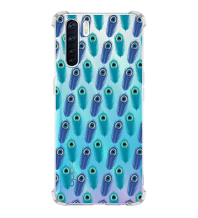 PrintiFy Oppo A91 Uyumlu Nazar Boncuğu 4 Baskılı Şeffaf Köşe Korumalı Antişok Kılıf