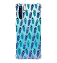 PrintiFy Oppo A91 Uyumlu Nazar Boncuğu 4 Baskılı Şeffaf Köşe Korumalı Antişok Kılıf