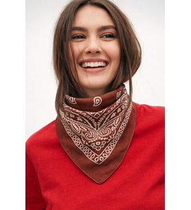 Kadın Etnik Desenli %100 Pamuk Bandana Fular Çok Amaçlı Saç Boyun Bilek Aksesuar (Kahverengi)