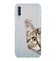 Samsung Galaxy A30s  Kamera Korumalı  Kapak Catface Tasarımlı  Şeffaf Kılıf