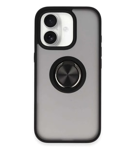 iPhone 16 Kılıf Montreal Yüzüklü Silikon Kapak - Siyah