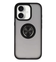 iPhone 16 Kılıf Montreal Yüzüklü Silikon Kapak - Siyah