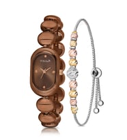 Polo Air Oval Kasa Kadın Kol Saati Ve Dorika Bileklik Kombin Coffee Renk PL-1596B5