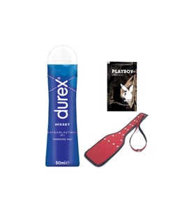 Durex Hisset Pürüzsüz Hazlar 50 ml Jel + Kırmızı Deri Şaplak + Hediye
