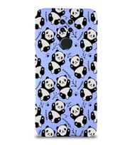 Xiaomi Redmi Note 9 Uyumlu Lansman Kılıf Panda Tasarımlı İçi Kadife Kapak-Lila (Şeffaf)