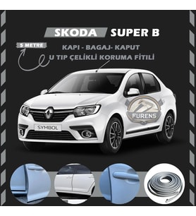 Symbol Thalia Oto Araç Kapı Koruma Fitili 5metre Parlak Gri Renk