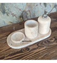 Traverten 4/lü Şık Banyo Seti (Bej)