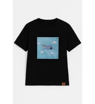 Erkek Bisiklet Yaka %100 Pamuk Helikopter Baskılı T-Shirt