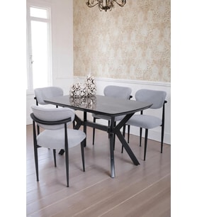 Venedik Polo MDF Lak Panel Açılır Mutfak Masa Sandalye Takımı 80*130cm (Siyah)