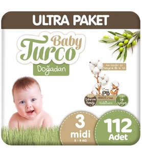 Baby Turco Doğadan Ultra Paket 3 Beden Bebek Bezi 112 Adet