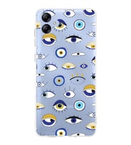 PrintiFy Samsung Galaxy A04e ile Uyumlu 1mm Slim Fit Nazar Boncuğu 2 Baskılı Şeffaf  Kılıf