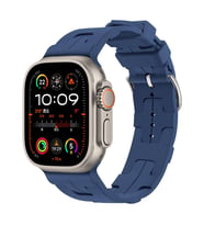 Apple Watch Ultra 49mm Uyumlu Kordon Silikon Yumuşak Esnek Metal Klipsli KRD-92 Kayış (Mavi)