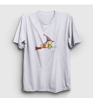 Presmono Unisex Beyaz Cat And Witch Kedi T-Shirt 287430tt (Beyaz)