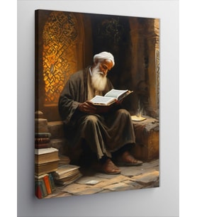 Kanvas Tablo Kitap Okuyan Yaşlı Adam