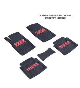 Üniversal 3D Paspas Leader Havuzlu Kırmızı Her Araca Uygun (Siyah-Kırmızı)
