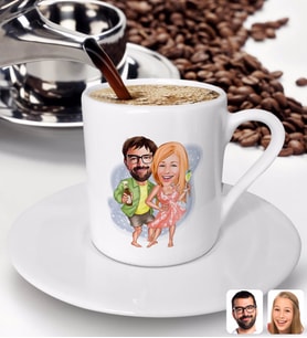 BK Gift Kişiye Özel Tatilci Sevgililer Karikatürlü Türk Kahvesi Fincanı-1
