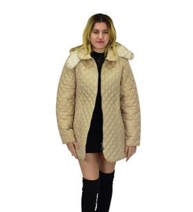 Kadın Kapitone Kapüşonlu Mont  BGL-ST04113 (Bej)