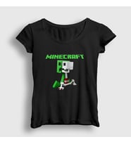 Presmono Kadın Siyah Creeper Minecraft T-Shirt 29312tt