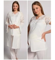 Bone Club 4905 Krinkel Sabahlıklı Lohusa 3 Lü Pijama Sabahlık 