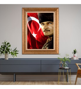 Altın Varaklı Paspartulu Çerçeveli Tablo hb1578
