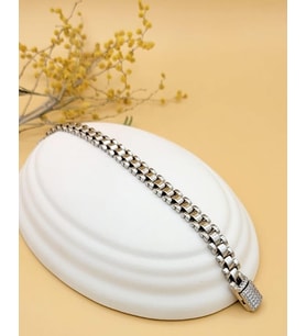 XUPING Unisex Zincir Zirkon Taşlı Silver Premium Bileklik