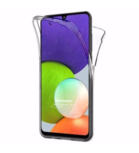 Microsonic Samsung Galaxy M22 Kılıf 6 Tarafı Tam Full Koruma 360 Clear Soft Şeffaf (Renksiz)