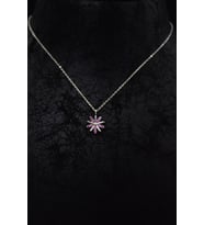 Papatya Silver 925 Ayar Gümüş Rodyum Kaplama Zirkon Taşlı Dönen Güneş Kolye (Pembe)