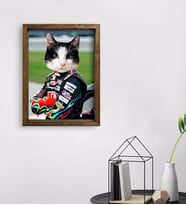 Evcil Dostlara Özel Nascar Pilot Tasarımlı Portre Doğal Masif Ahşap Çerçeveli Tablo 45x65cm-4