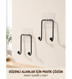 2 Adet Yapışkanlı Duvar Askısı Pratik Çok Amaçlı Düzenleyici Askı