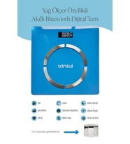 Bluetooth Dijital Baskül ile Sağlıklı Yağ ve Su Ölçüm Cihazı Mavi