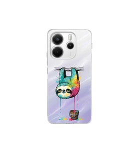 Redmi Note 14 5G ile Uyumlu Splash Tembel Hayvan Tasarımlı Şeffaf Silikon Kılıf