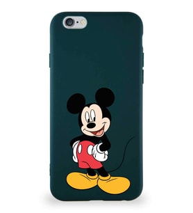 Apple iPhone 6S Soft Premier Kapak Mickey Mouse-E Tasarımlı Silikon Kılıf - Yeşil (Şeffaf)