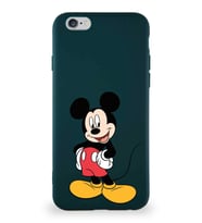 Apple iPhone 6S Soft Premier Kapak Mickey Mouse-E Tasarımlı Silikon Kılıf - Yeşil (Şeffaf)