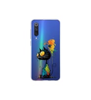Xiaomi Mi 9 SE ile Uyumlu Splash Kedi Tasarımlı Şeffaf Silikon Kılıf