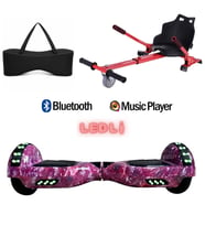 Elektrikli Kaykay Scooter Akıllı Denge Hoverboard + HoverKart + Çanta FULL LEDLİ EXTREM PAKET D13