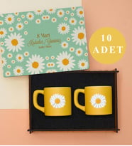 Kadınlar Günü 10’lu Set    Dekoratif Ahşap Kutu & Kahve Fincanı