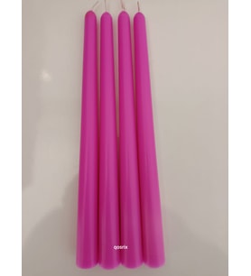 qosrix 4'lü Açık Pembe Şamdan Soya Mumu 1. Kalite Soya Doğal Pudra Kokulu Uzun Çubuk Konik Mum Dekoratif