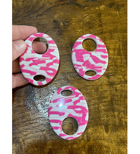 3 ADET DESENLİ TASARIM KOLYE KÜPE YAPIM BONCUĞU 4X4 CM (Pembe)