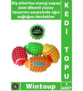 #KediTopu Dikenli Diş Kaşıma Temizleme Dayanıklı Isırma Dirençli Renkli Kedi Köpek Isırma Topu Sesli
