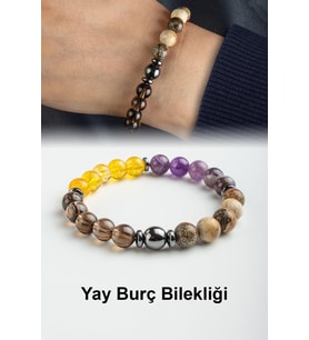 Yay Burç Bilekliği Ametist-Jasper-Sitrin-Dumanlı Kuvars Doğal Taş 8mm Bileklik