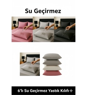 Pamuklu, 6'Lı Yastık Alezi, Yastık Kılıfı, Su / Sıvı Geçirmez,(50 X 70 CM) (Çok Renkli)