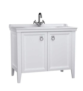 VitrA Valarte Lavabo Dolabı 100 cm Kapaklı Etajerli Lavabolu Tek Armatür Delikli Mat Beyaz 62156