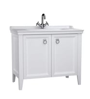 VitrA Valarte Lavabo Dolabı 100 cm Kapaklı Etajerli Lavabolu Tek Armatür Delikli Mat Beyaz 62156