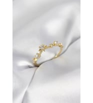 Pilelistore  Gold Renk Gece Temalı Zirkon Taşlı Kadın Yüzük