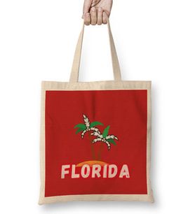 Florida Love Gift - Vintage Retro Rainbow Bez Çanta Uzun Saplı