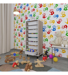 Kenzlife sepetli mutfak dolabı ruberu crd 110x45x30 banyo oyuncak çamaşır beyaz 8 li sepet (Karışık)