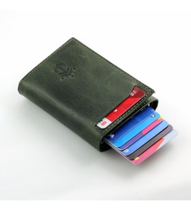 Ancora Leather Hakiki Deri Crazy Mekanizmalı Cüzdan Yeşil