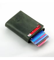 Ancora Leather Hakiki Deri Crazy Mekanizmalı Cüzdan Yeşil